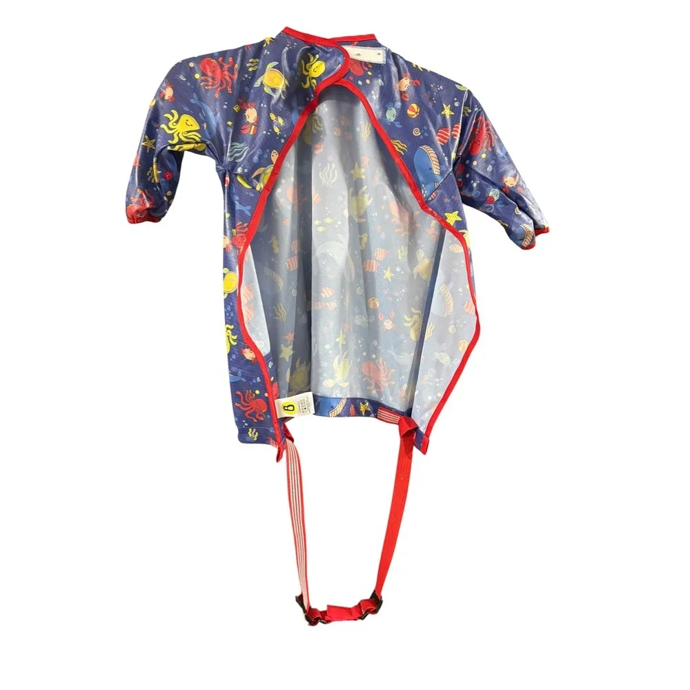 Bibado Long Sleeve Coverall Bib Blue Sea Life Octopus Crab Waterproof Smock